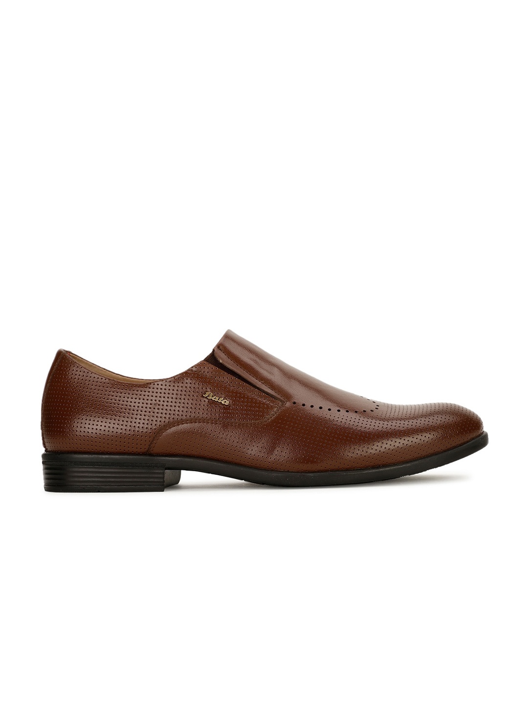 

Bata Men Textured Round Toe Formal Slip-Ons, Brown