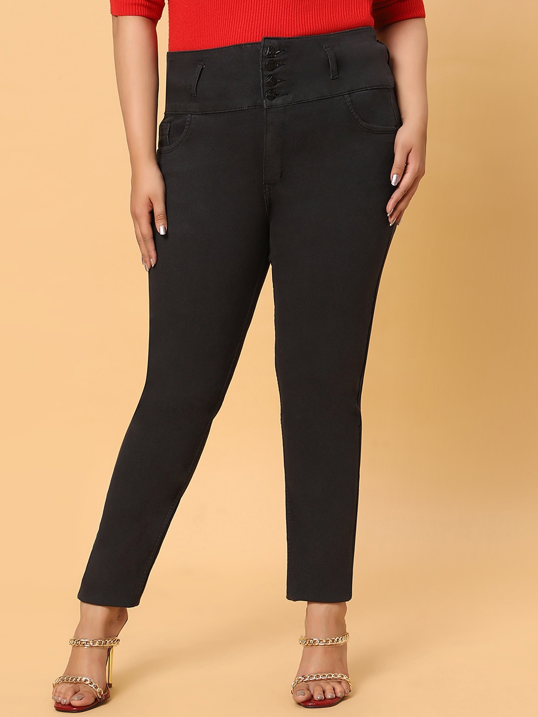 

HJ HASASI Women Grey Slim Fit High-Rise Stretchable Jeans