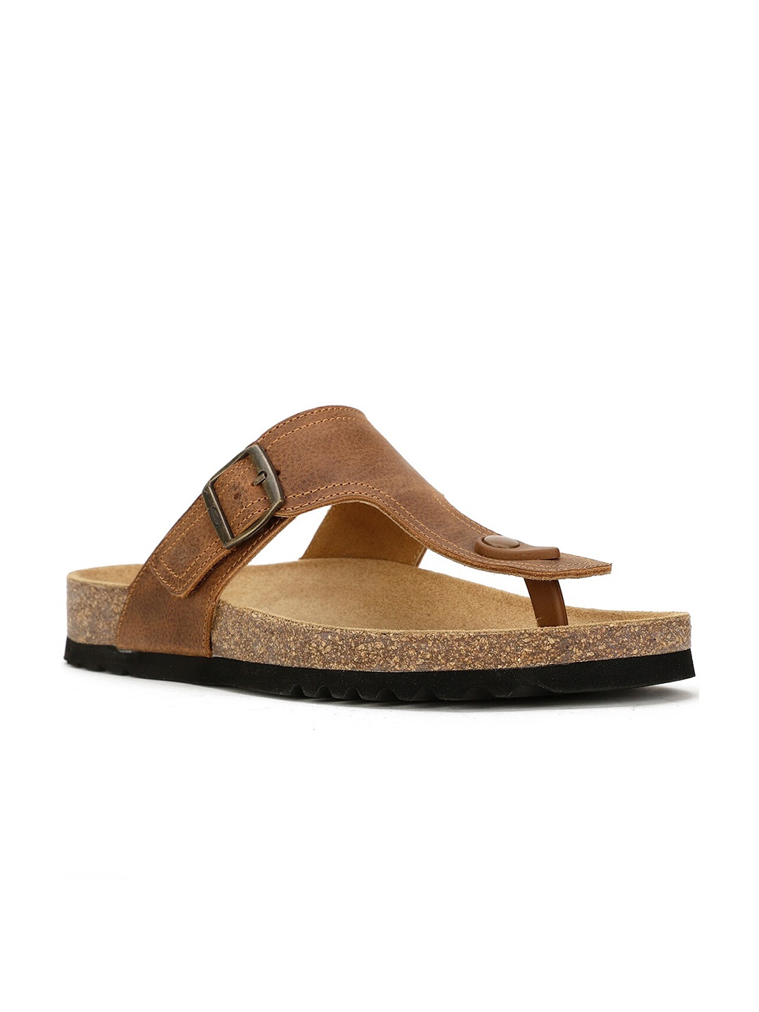 

Scholl Men Leather Comfort Sandals With Buckle, Camel brown