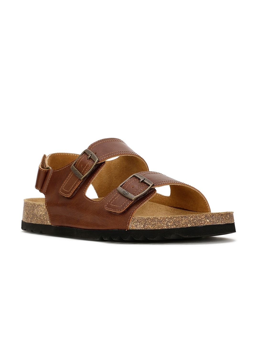 

Scholl Men Leather Comfort Sandals With Velcro Closure, Brown