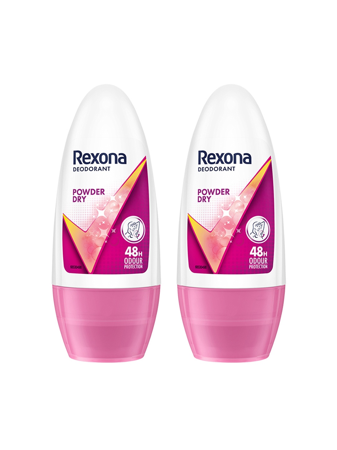 

REXONA Set Of 2 Powder Dry 48H Odour Protection Underarm Roll-On Deodorant - 50ml Each, Pink