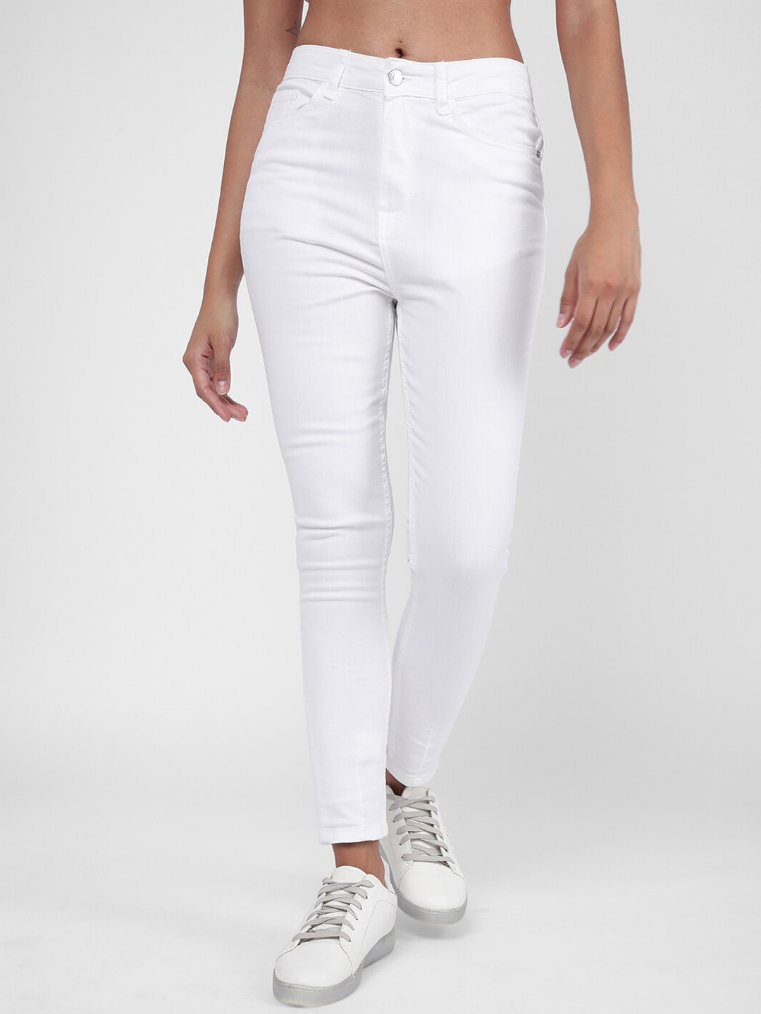 

R&B Women Skinny Fit Mid-Rise Cotton Jeans, White