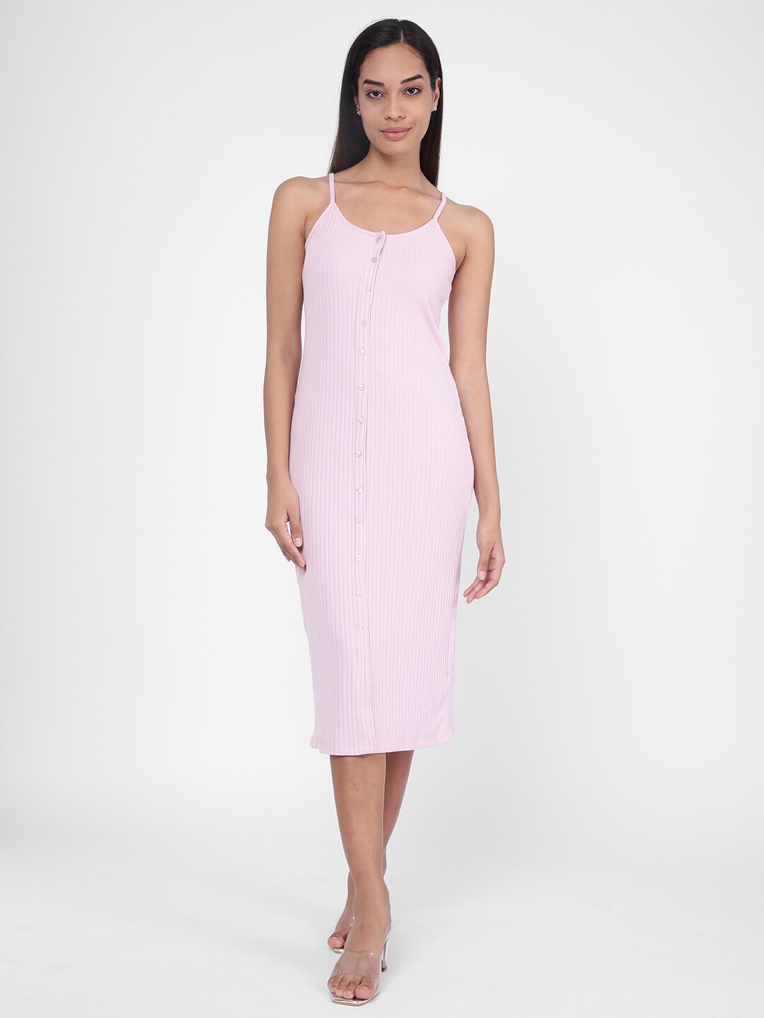 

R&B Shoulder Straps Sheath Midi Dress, Purple