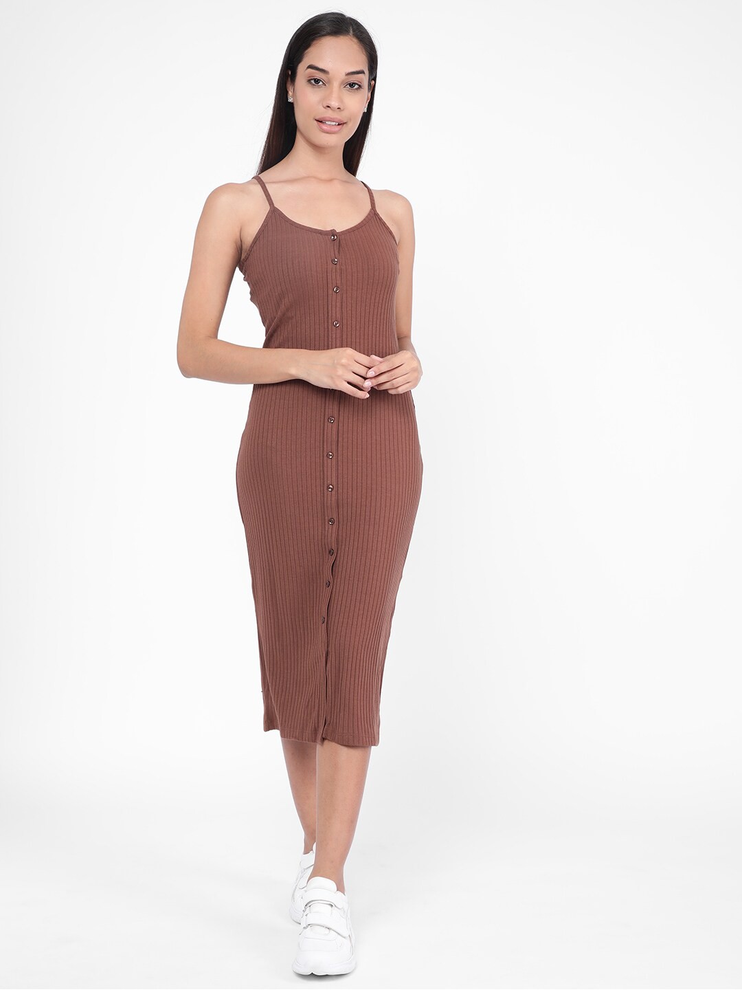 

R&B Striped Bodycon Dress, Brown