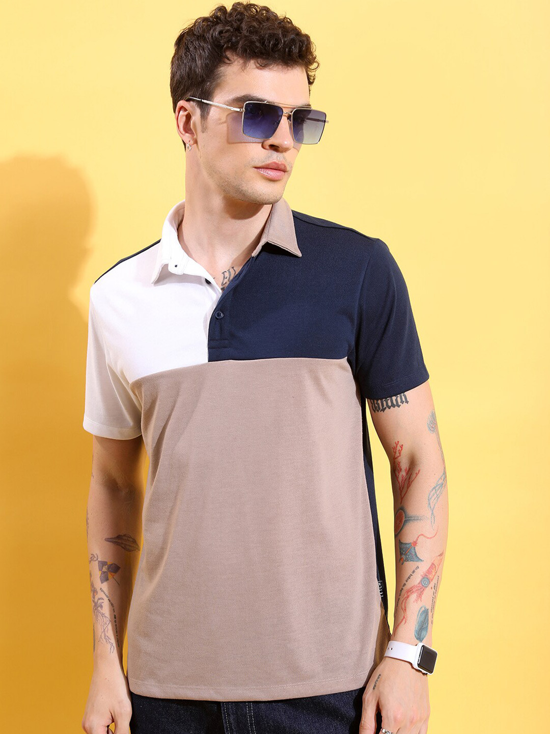

KETCH Colourblocked Polo Collar T-shirt, Navy blue