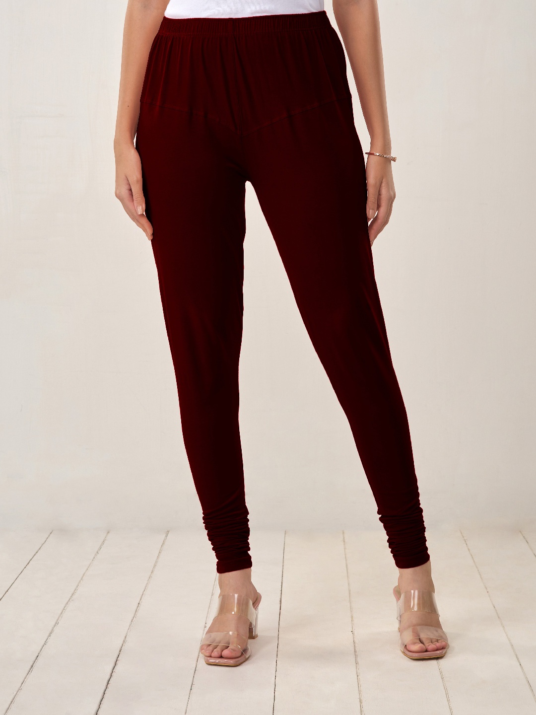 

LYRA Women Churidar length Cotton Ethnic Leggings, Maroon