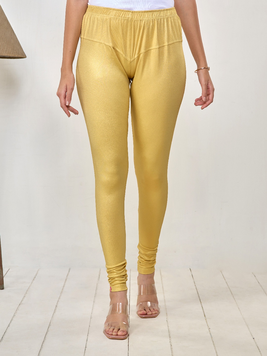 

LYRA Women Churidar length Cotton Ethnic Leggings, Gold