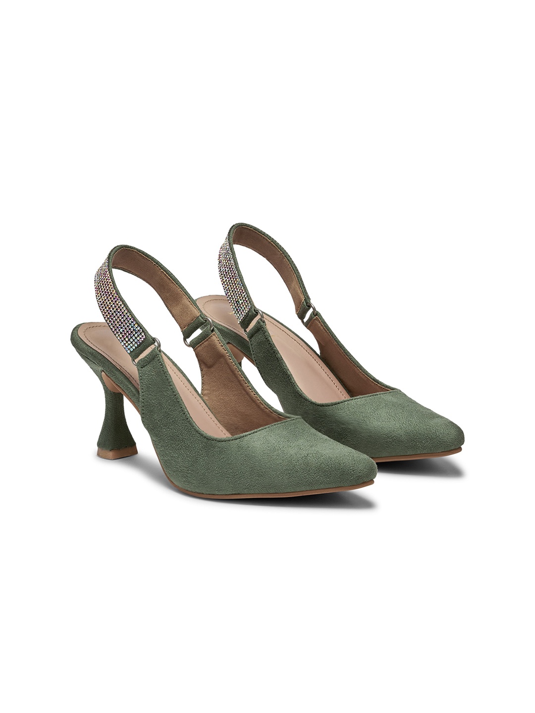 

FORLI Suede Party Block with Back Strap, Green