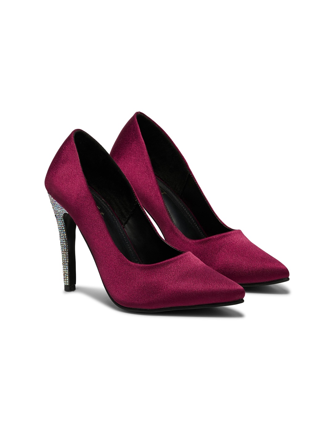 

FORLI Synthetic Leather Pointed Toe Closed Back Slim Party Pumps, Maroon