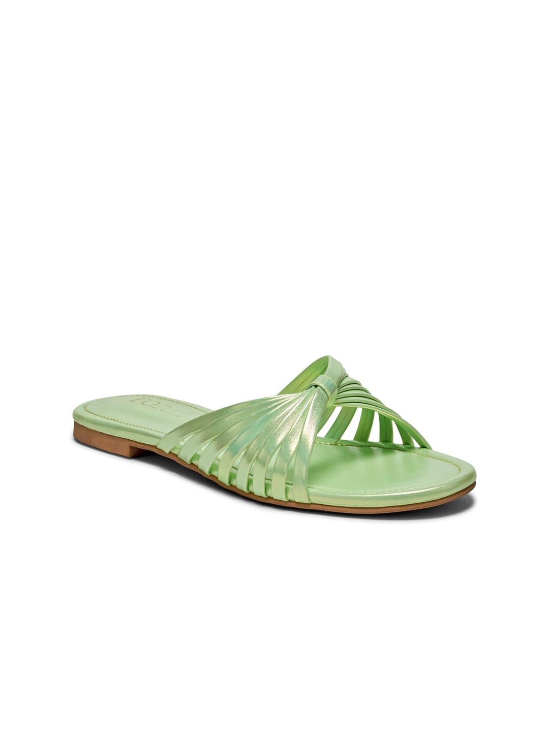 

FORLI Women One Toe Twisted Slip-on Flats, Green