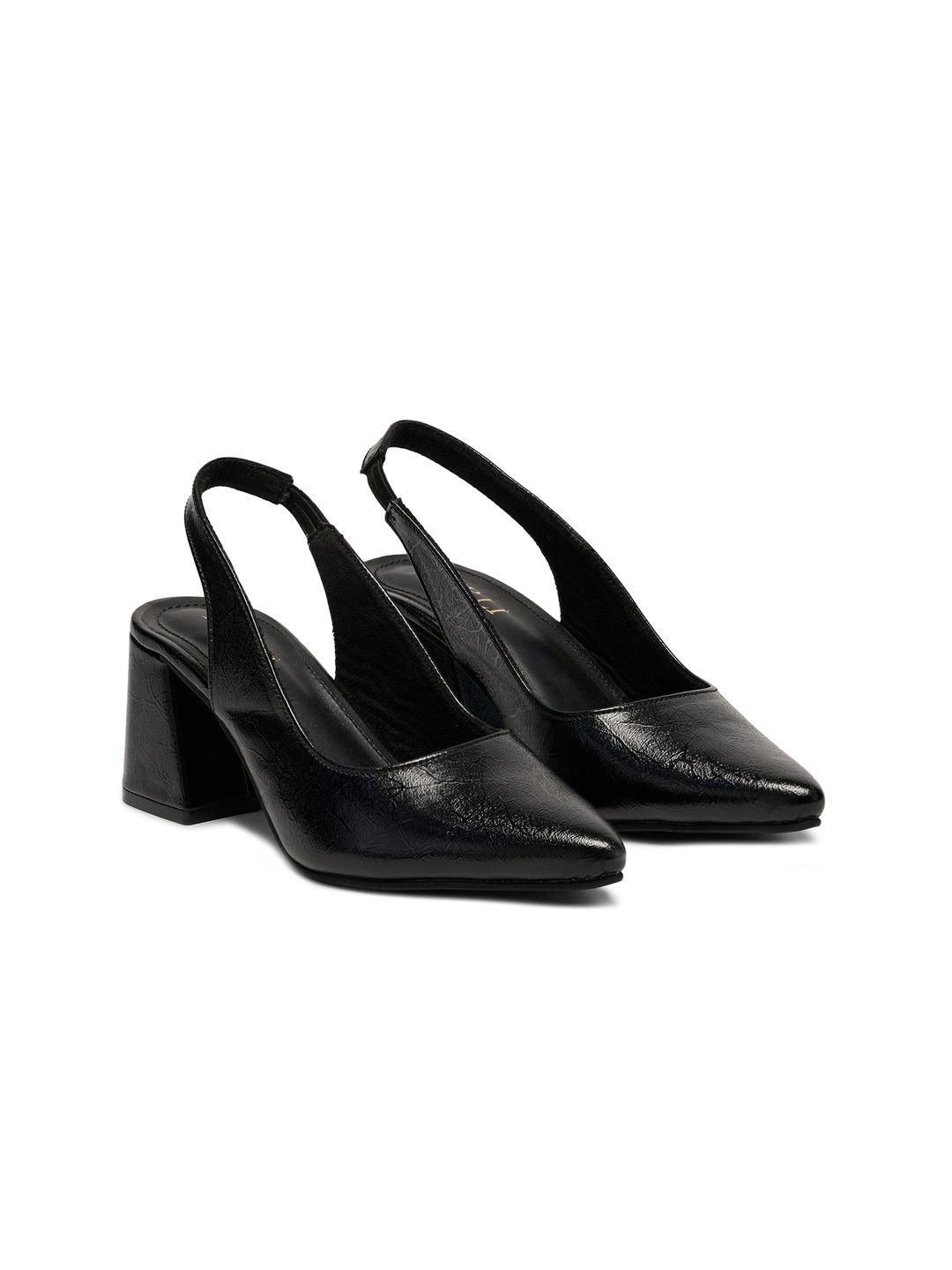 

FORLI Printed Party Block Heels, Black