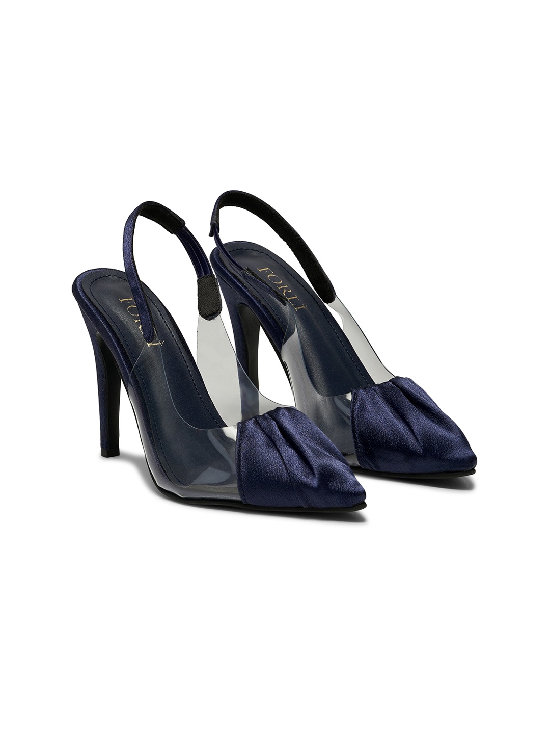 

FORLI Synthetic Leather Pointed Toe Pumps With Backstrap, Blue