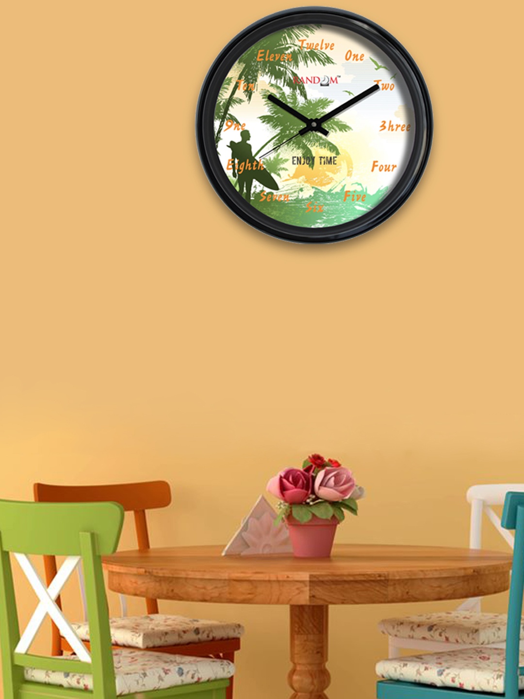 

RANDOM Yellow Round Printed Analogue Wall Clock