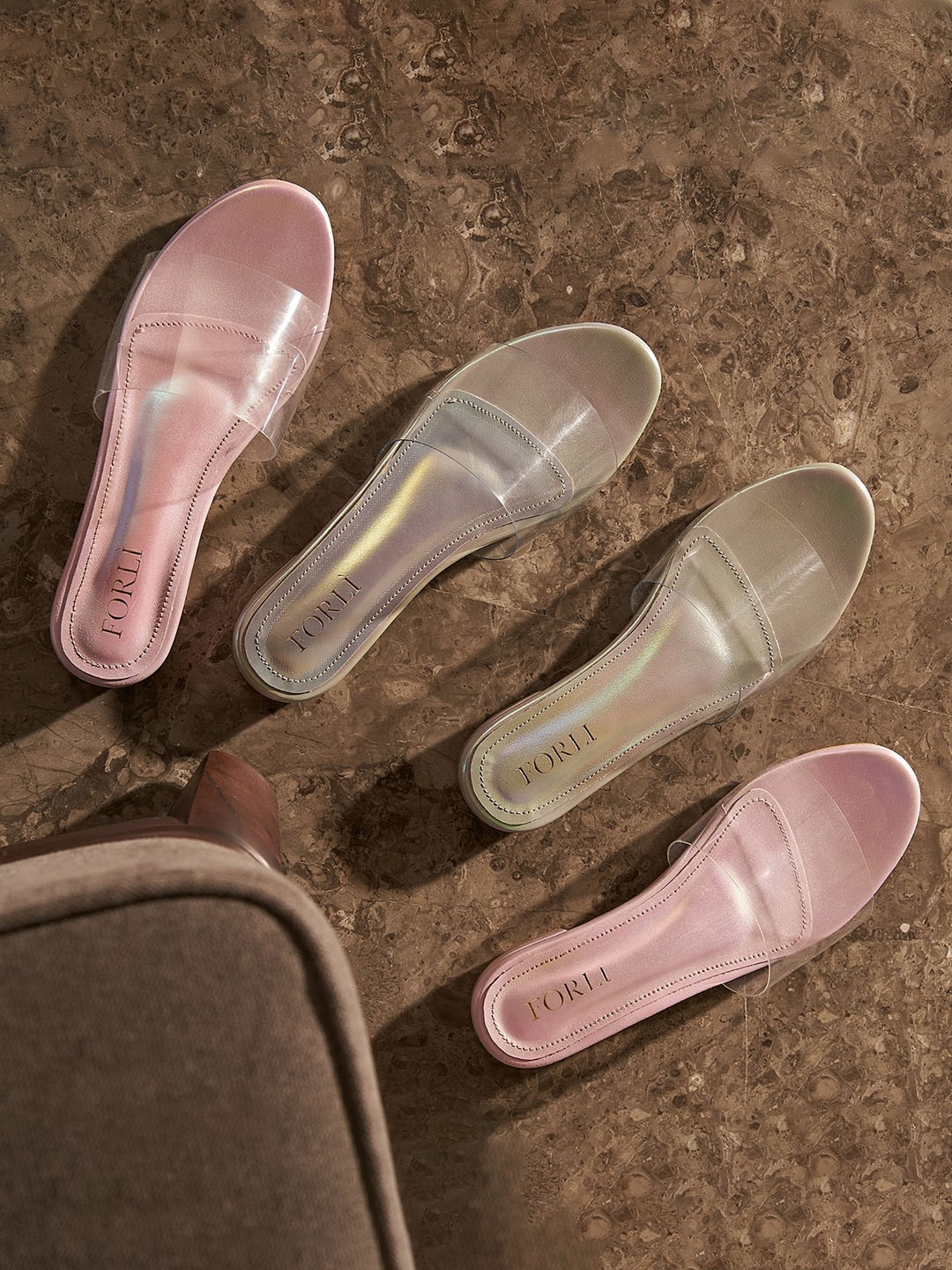 

FORLI Women Textured Open Toe Flats, Pink