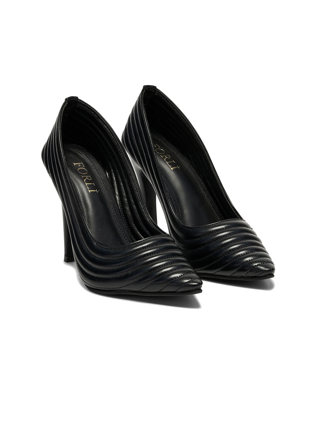 

FORLI Quilted Pumps Slim Heels, Black
