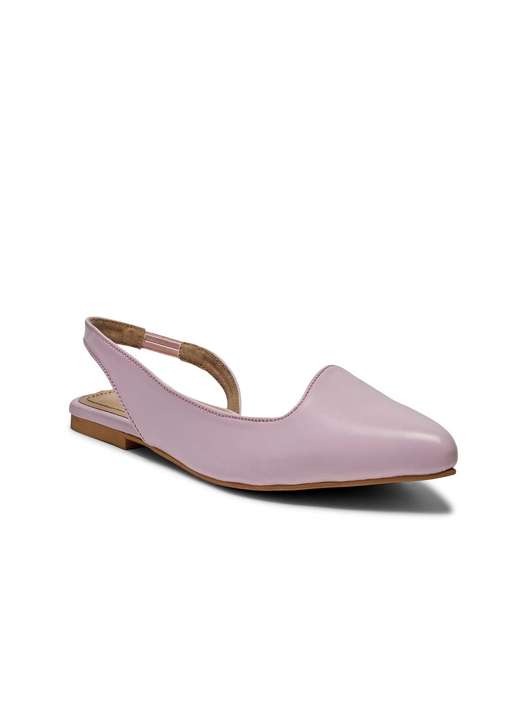 

FORLI Women Leather Back Straps Pointed Toe Ballerinas, Lavender