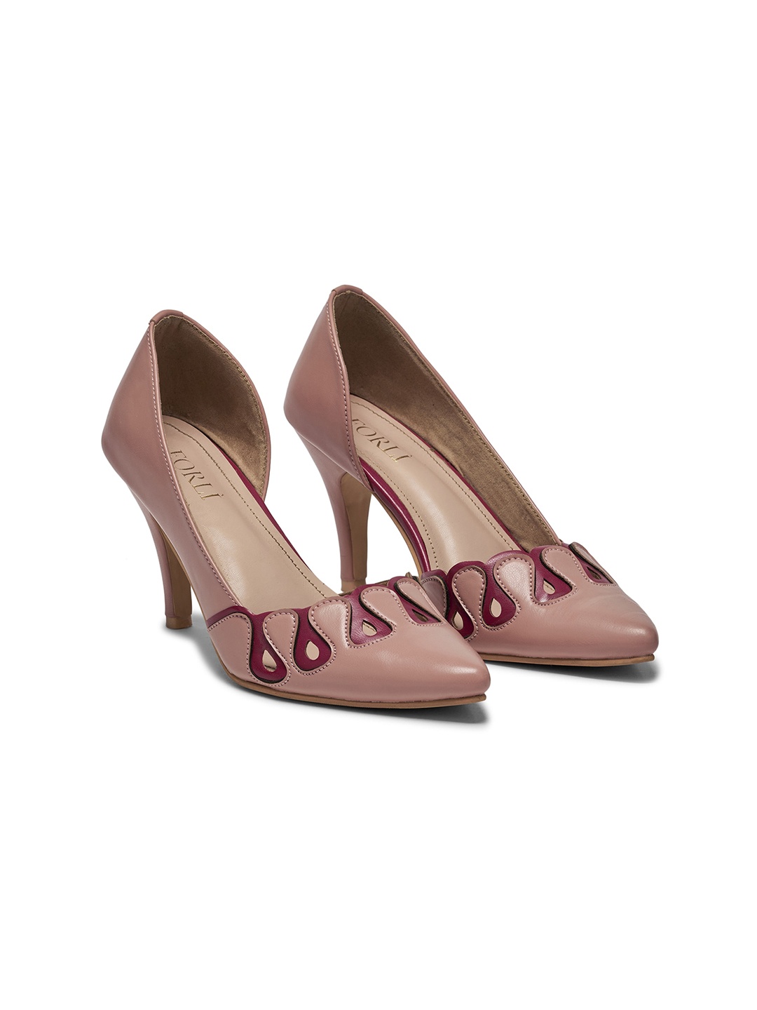 

FORLI Party Mules Slim Heels with Bows, Pink