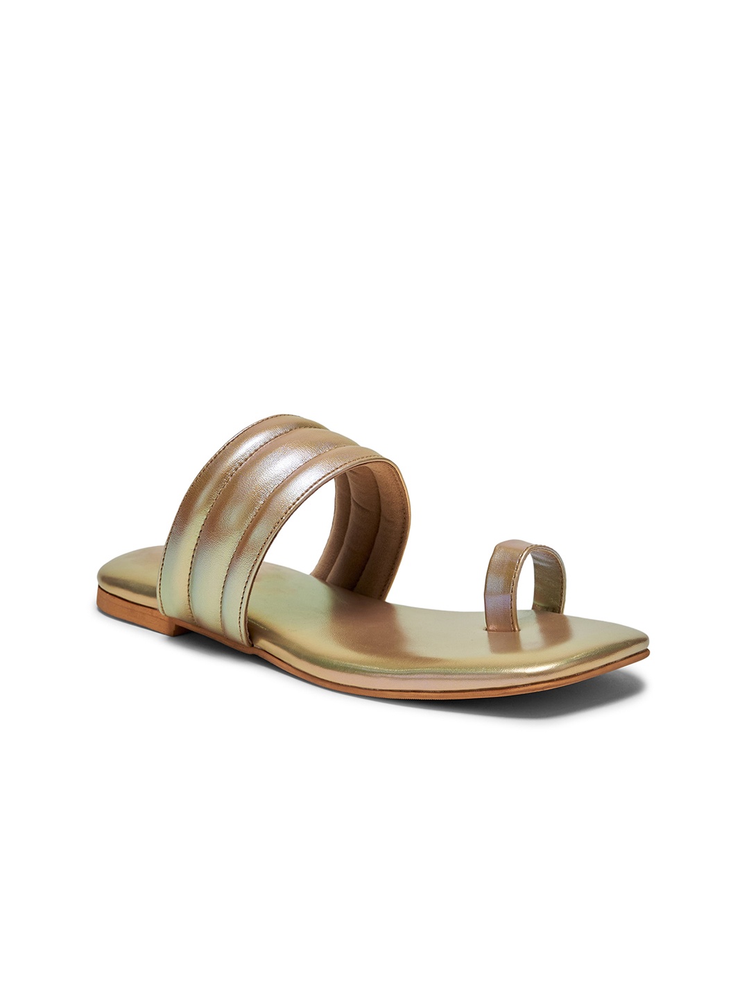 

FORLI Women Leather One Toe Open Toe No Back Straps Flats, Gold