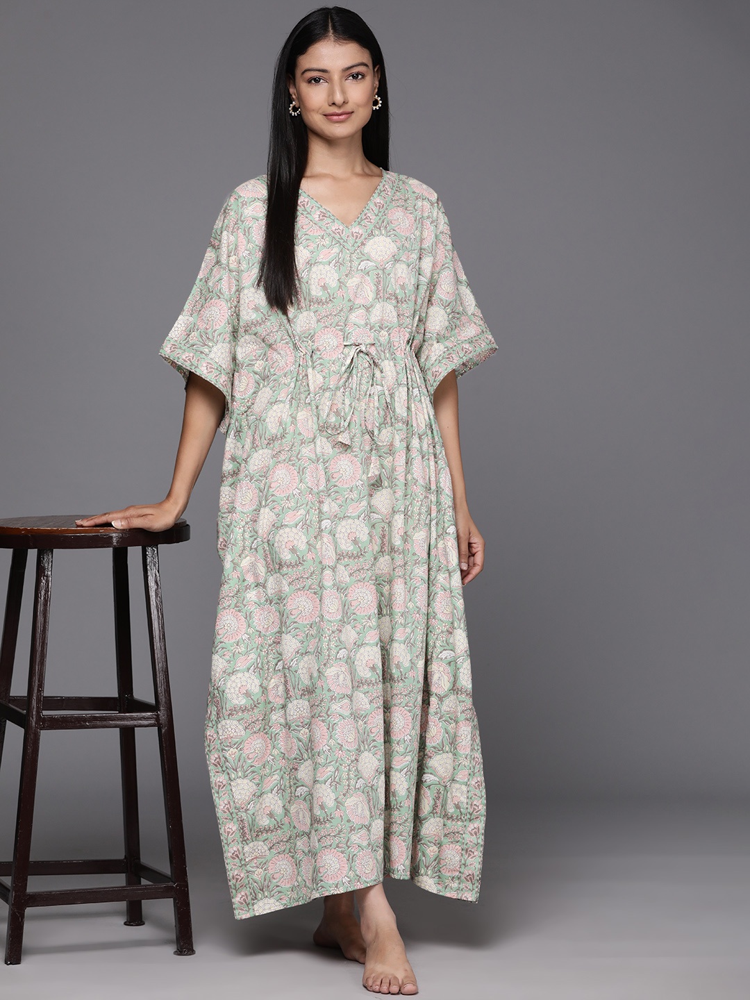 

Libas Printed Cotton Maxi Nightdress, Sea green