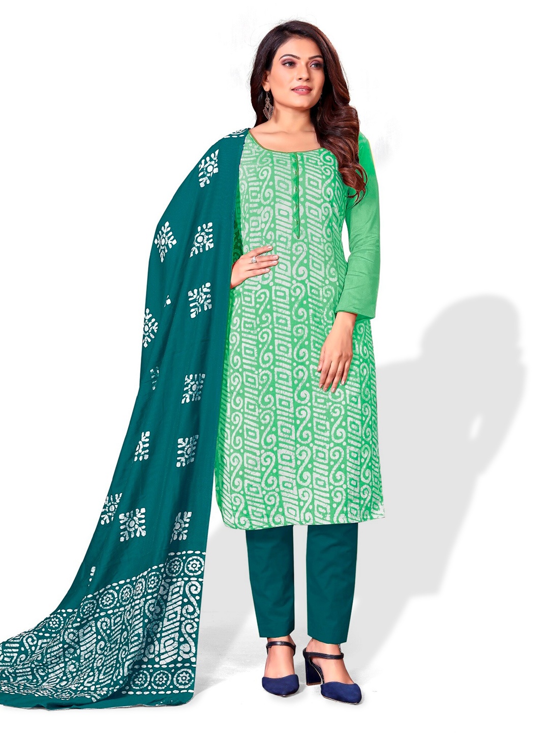

APNISHA Sea Green & Green Embroidered Unstitched Dress Material