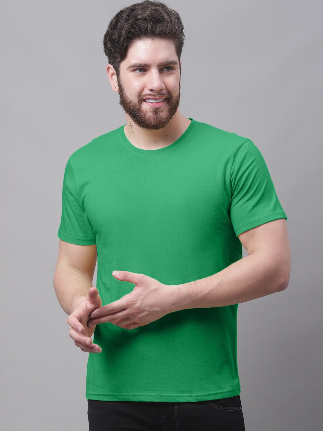 

Friskers Round Neck Pure Cotton T-shirt, Green