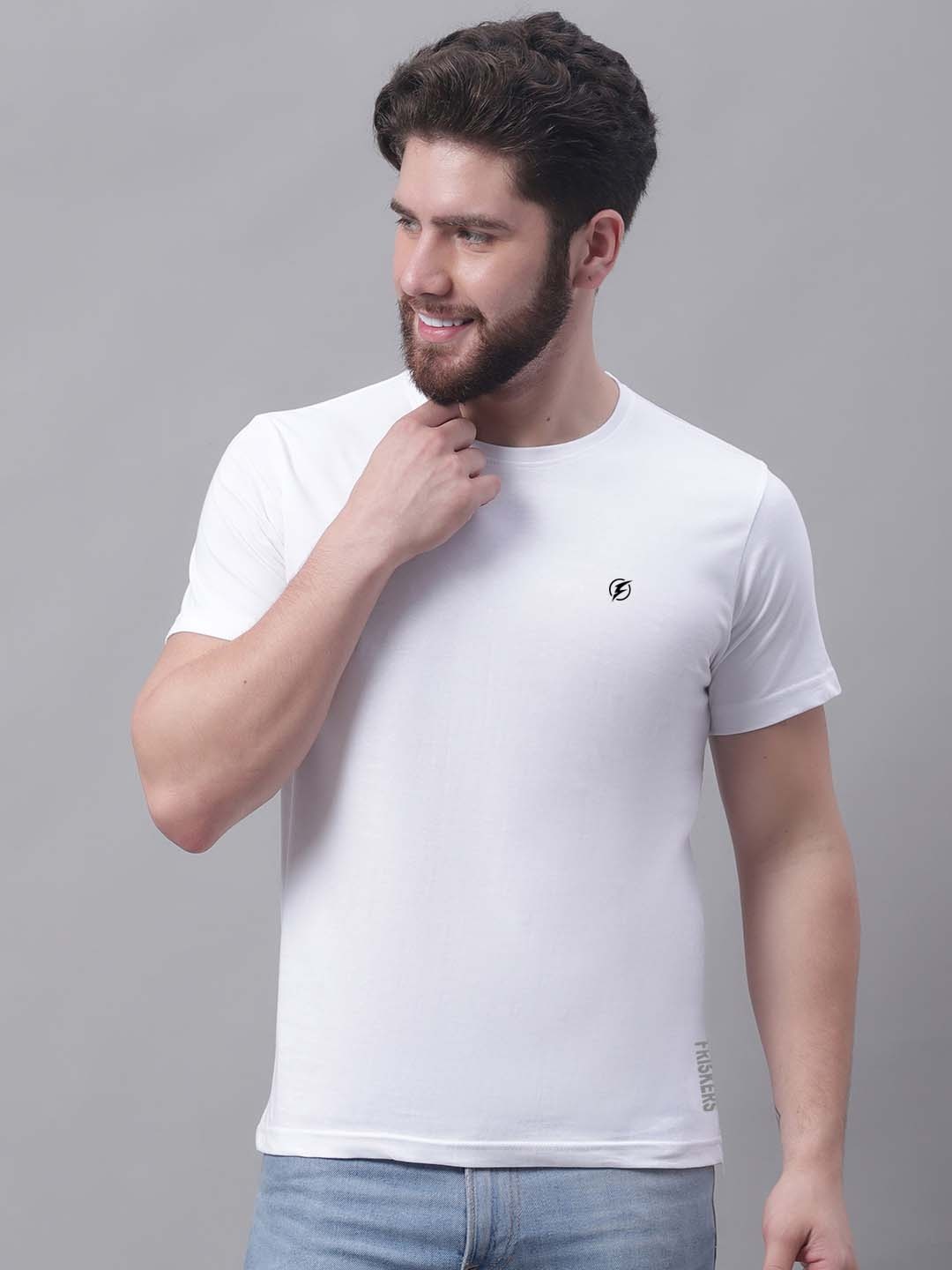 

Friskers Round Neck Pure Cotton T-shirt, White