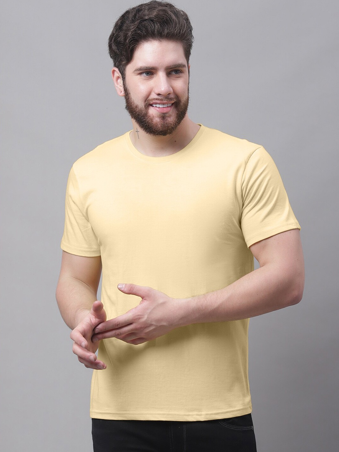 

Friskers Round Neck Pure Cotton T-shirt, Beige