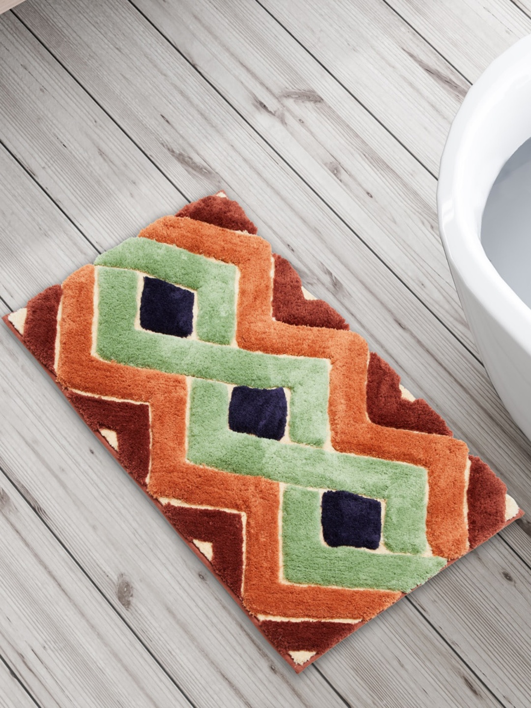 

Home Centre Nova Roman Empire Green & Orange Anti-Slip 1800 GSM Bath Rug