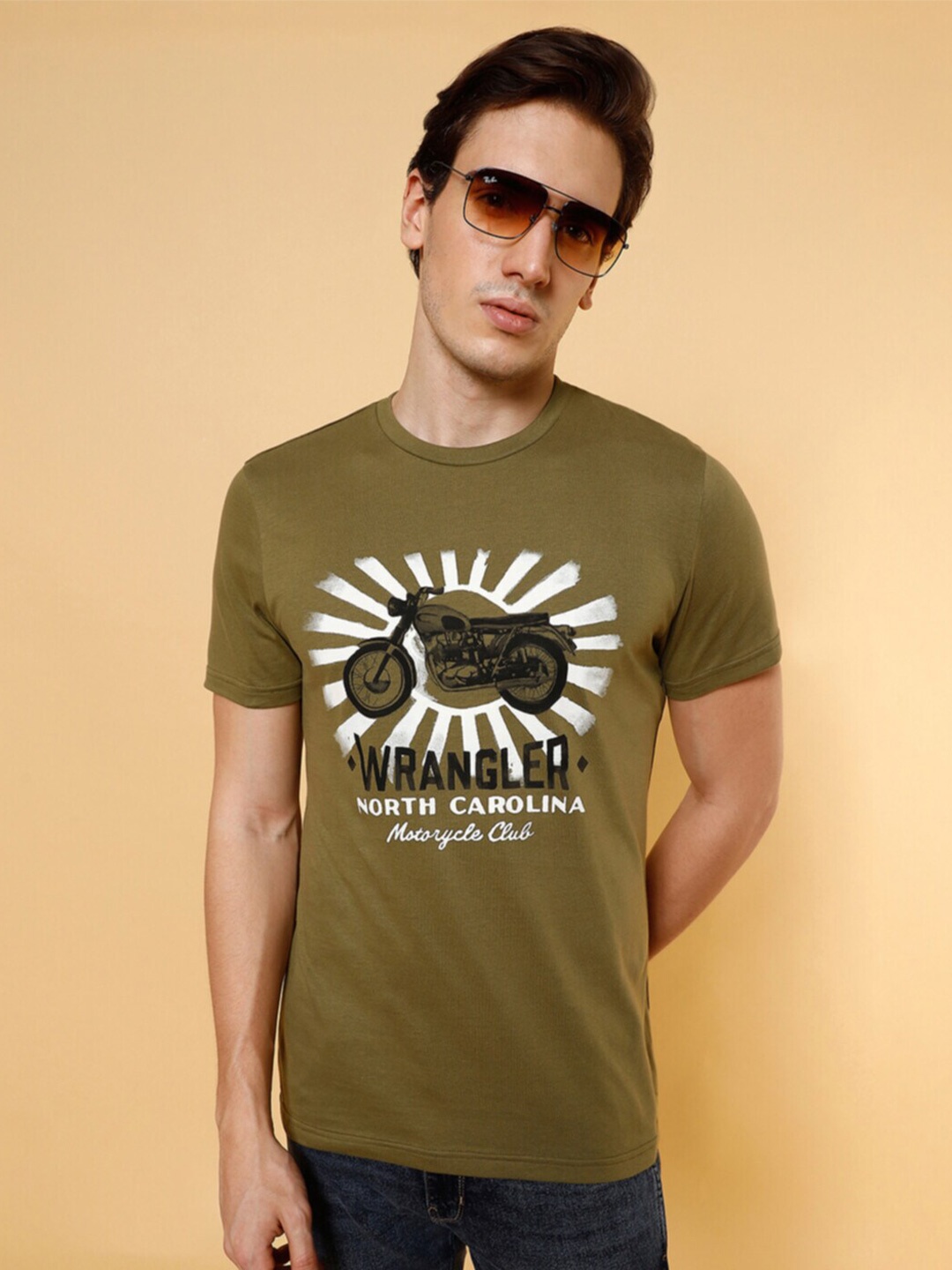 Wrangler Graphic Printed Cotton T-shirt, Green