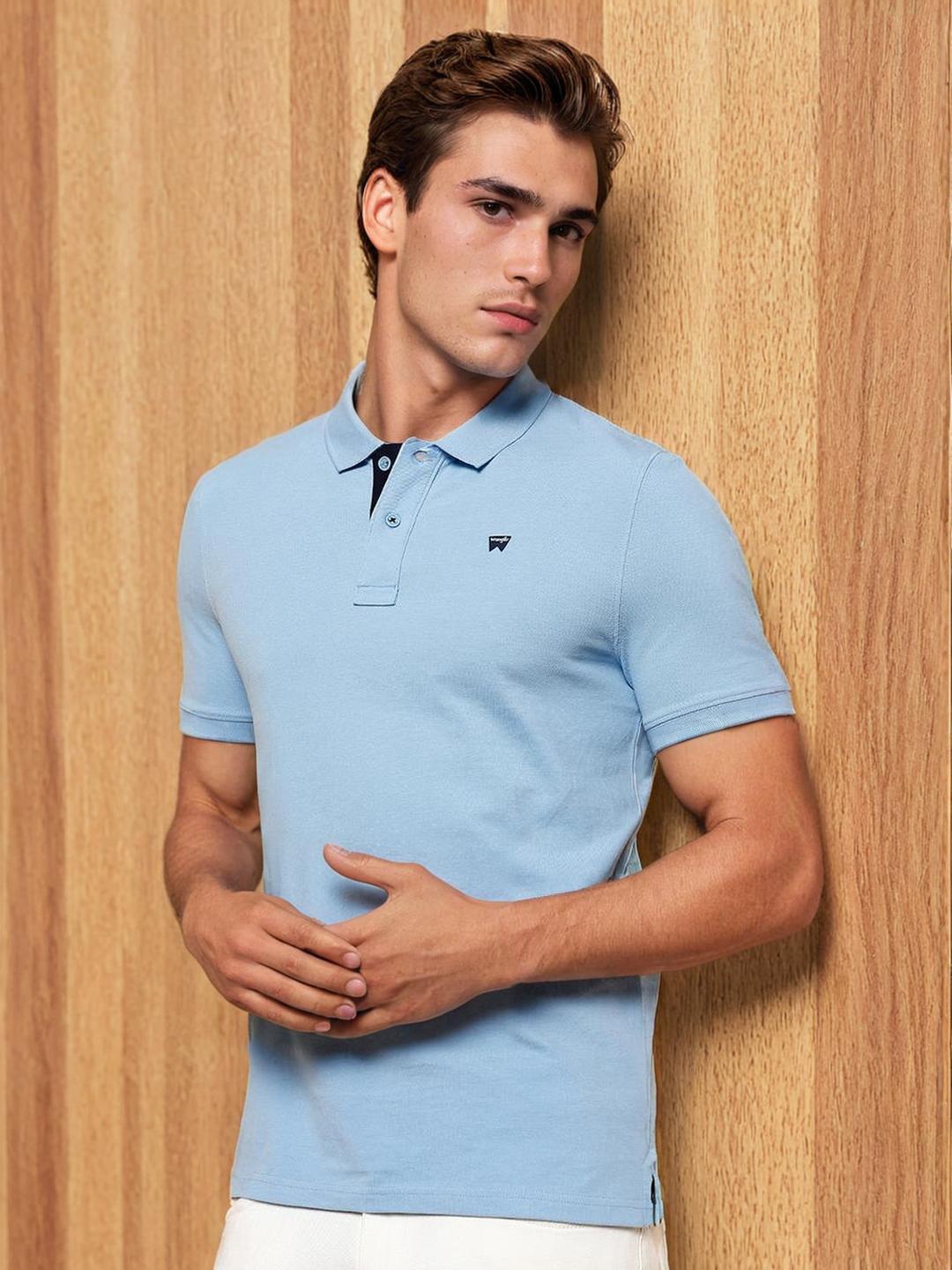 

Wrangler Polo Collar Short Sleeves Cotton T-shirt, Blue