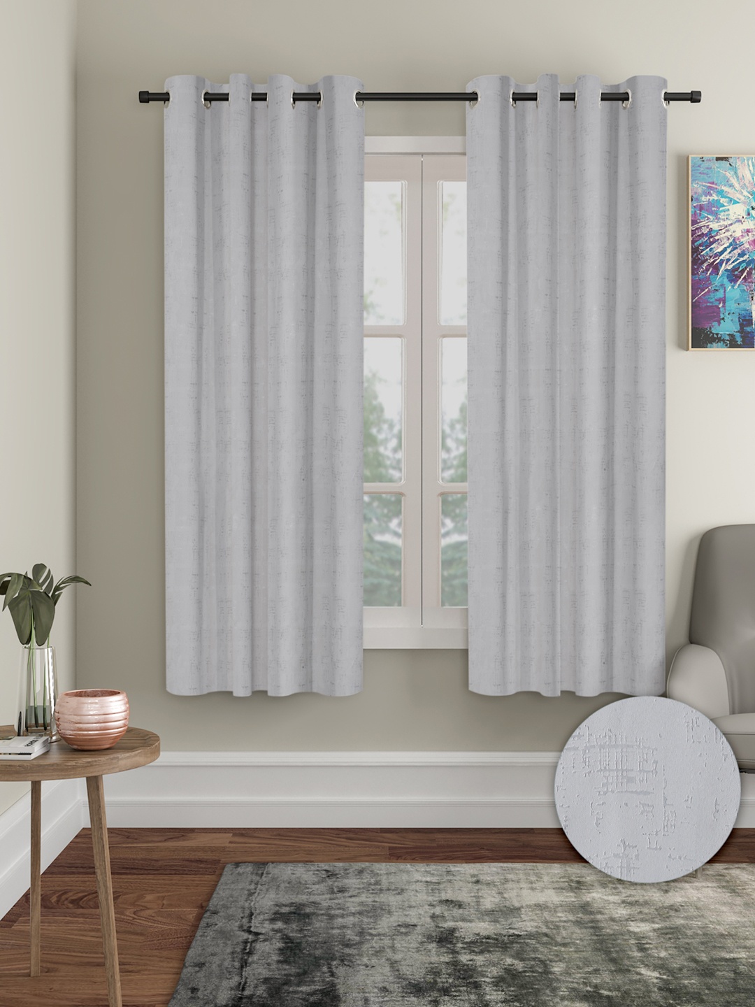 

Cortina Grey 2 Pieces Black Out Window Curtains