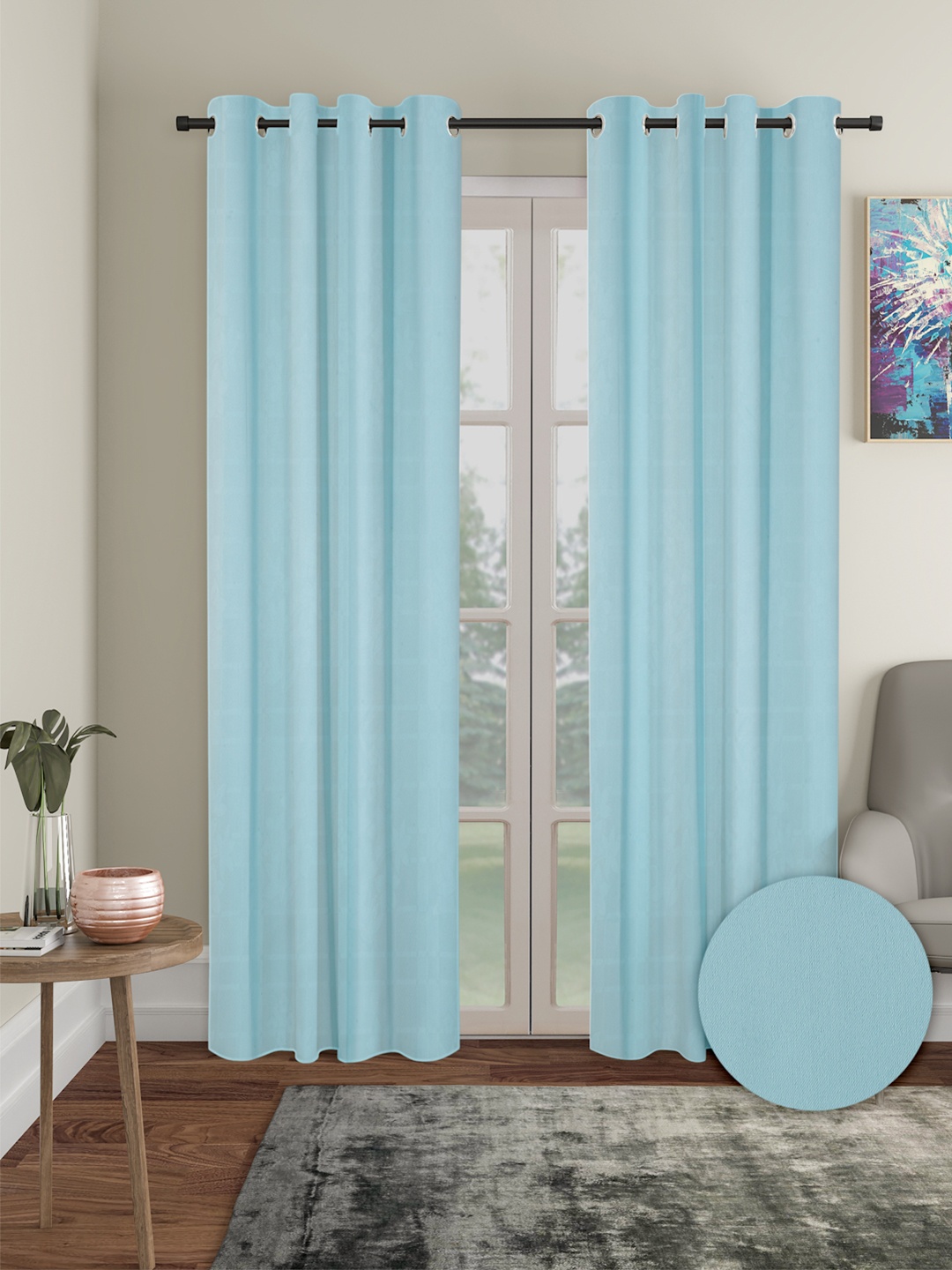 

Cortina Blue 2 Pieces Black Out Door Curtains