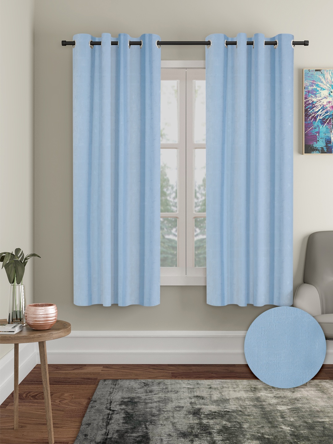 

Cortina Blue 2 Pieces Black Out Window Curtains