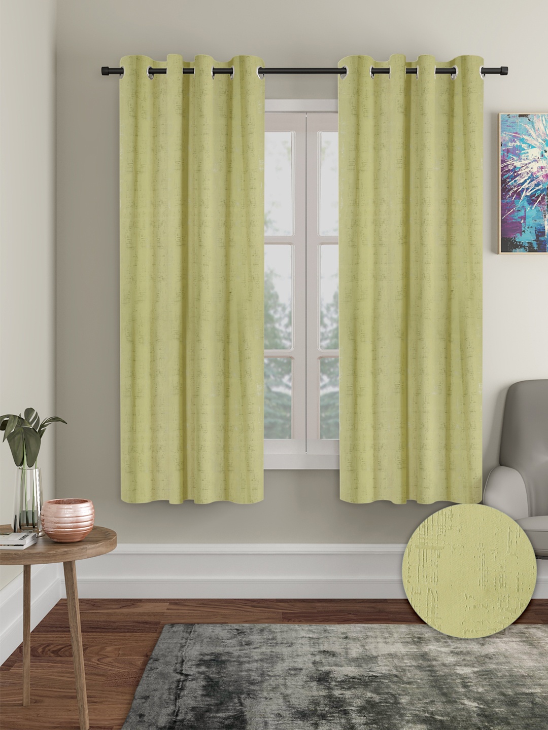 Cortina Green 2 Pieces Black Out Window Curtains