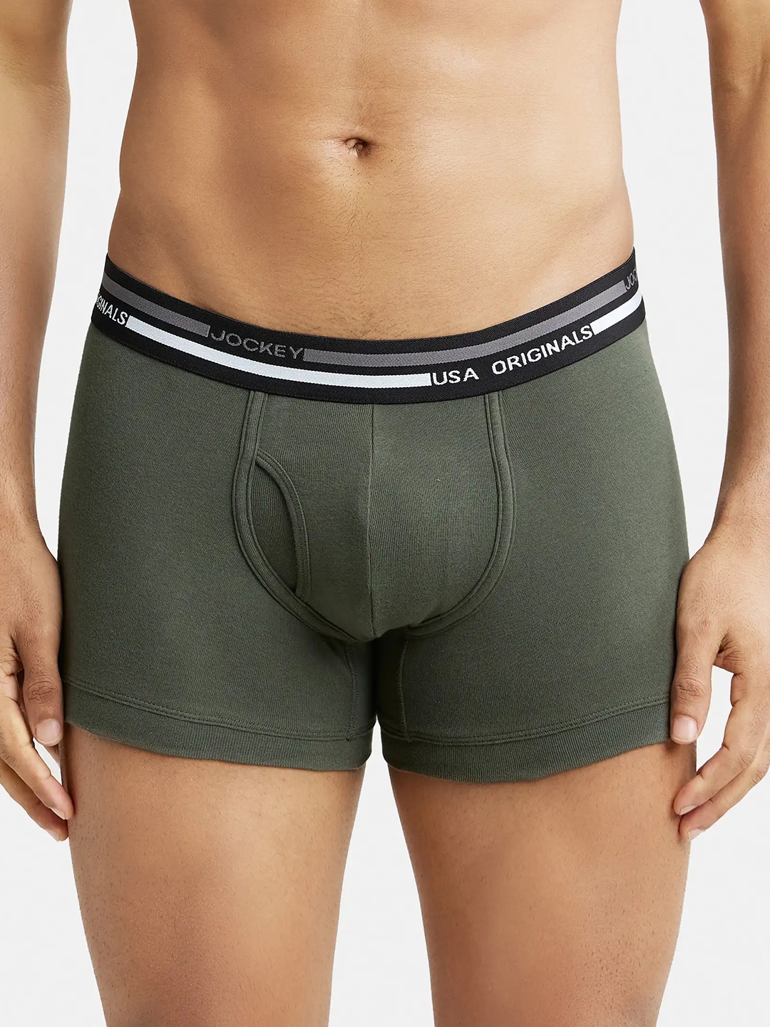 

Jockey Combed Cotton Rib Trunk with Ultrasoft Waistband-UI22, Olive