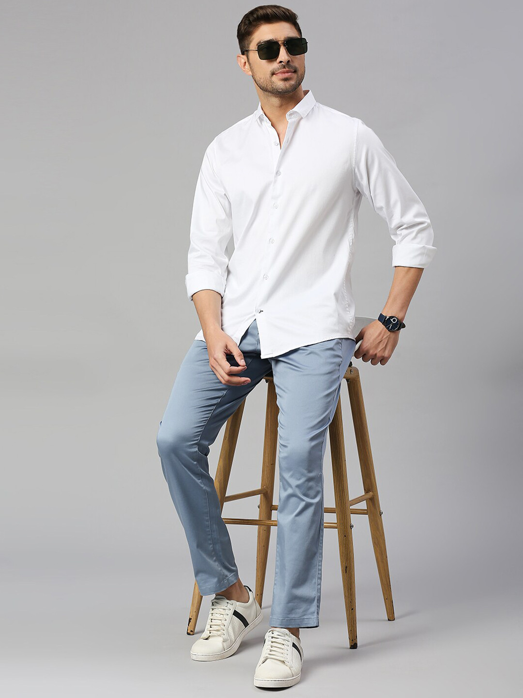 

Mast & Harbour White Classic Slim Fit Opaque Casual Shirt