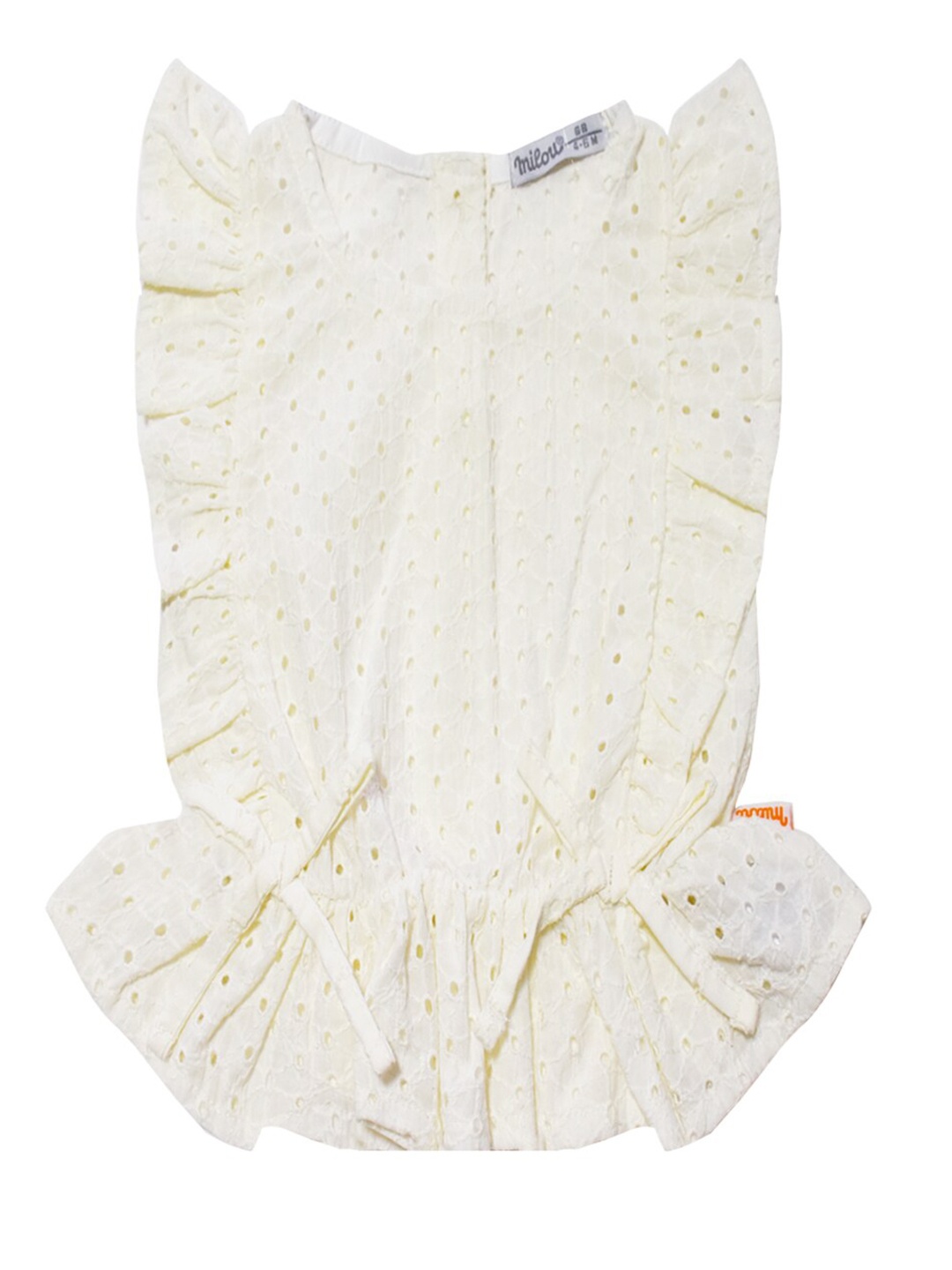

milou Girls Floral Printed Flutter Sleeve Cotton Top, White