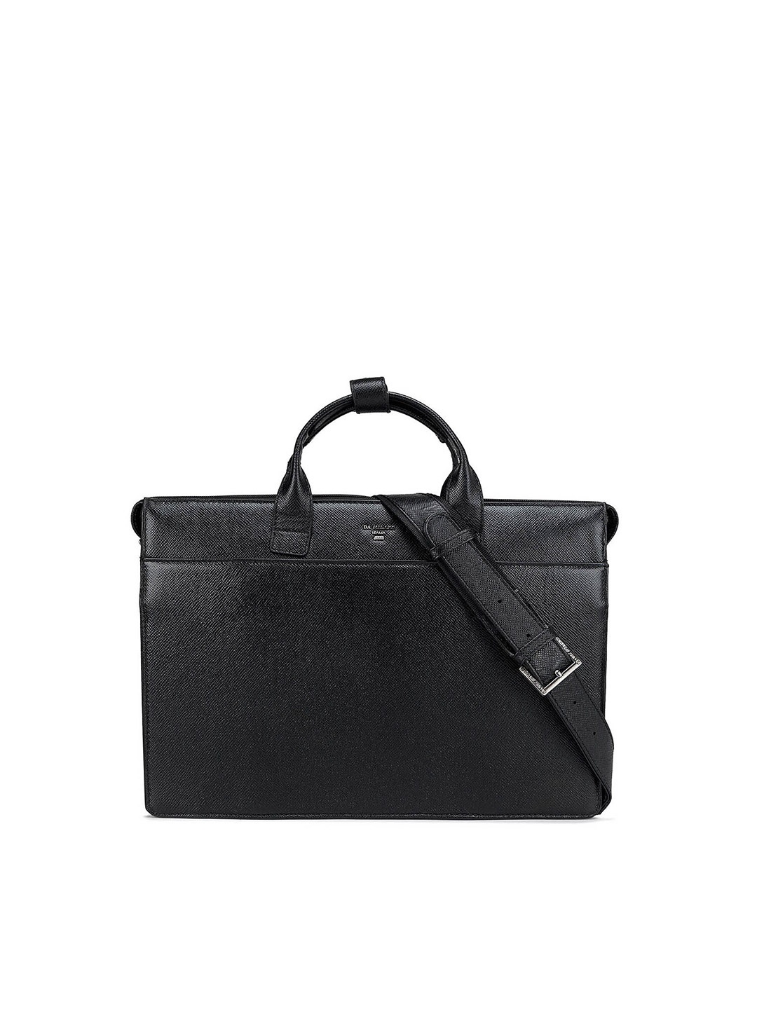 

Da Milano Women Textured Leather Laptop Sleeve, Black