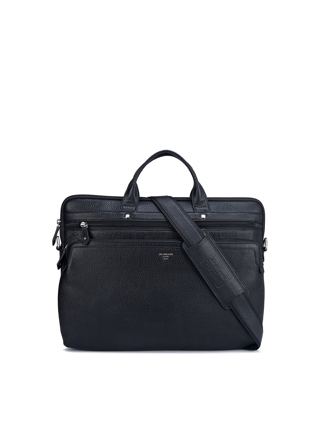 

Da Milano Women Textured Leather 14" Laptop Bag, Black