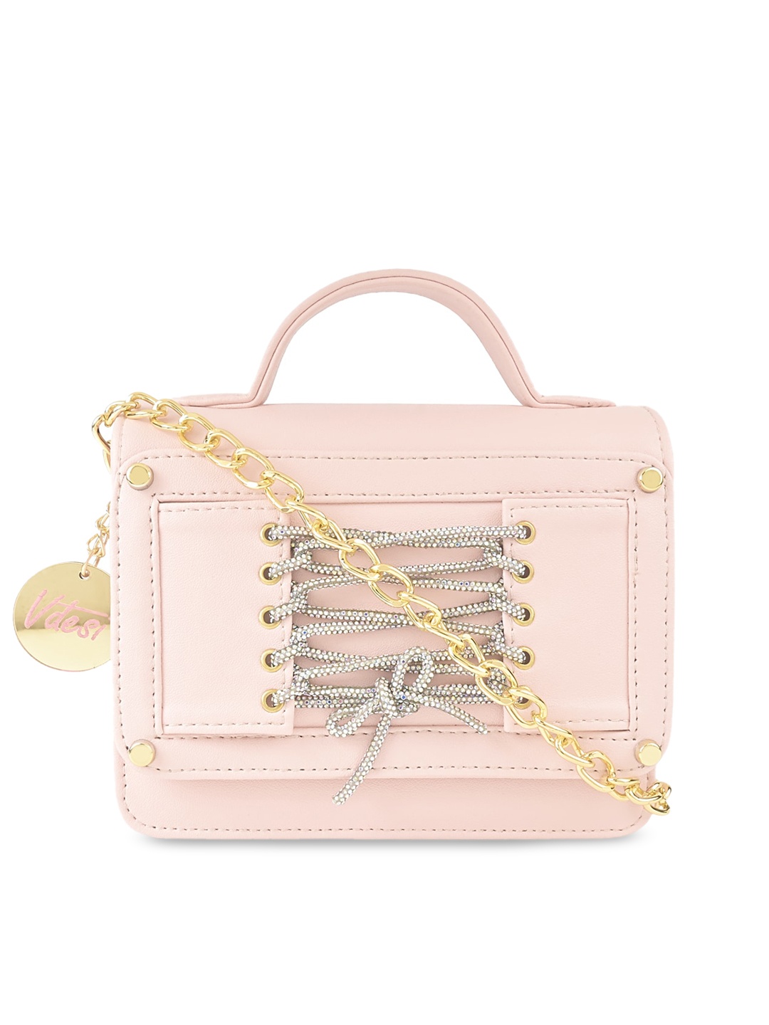

Vdesi Embellished Structured Sling Bag, Pink