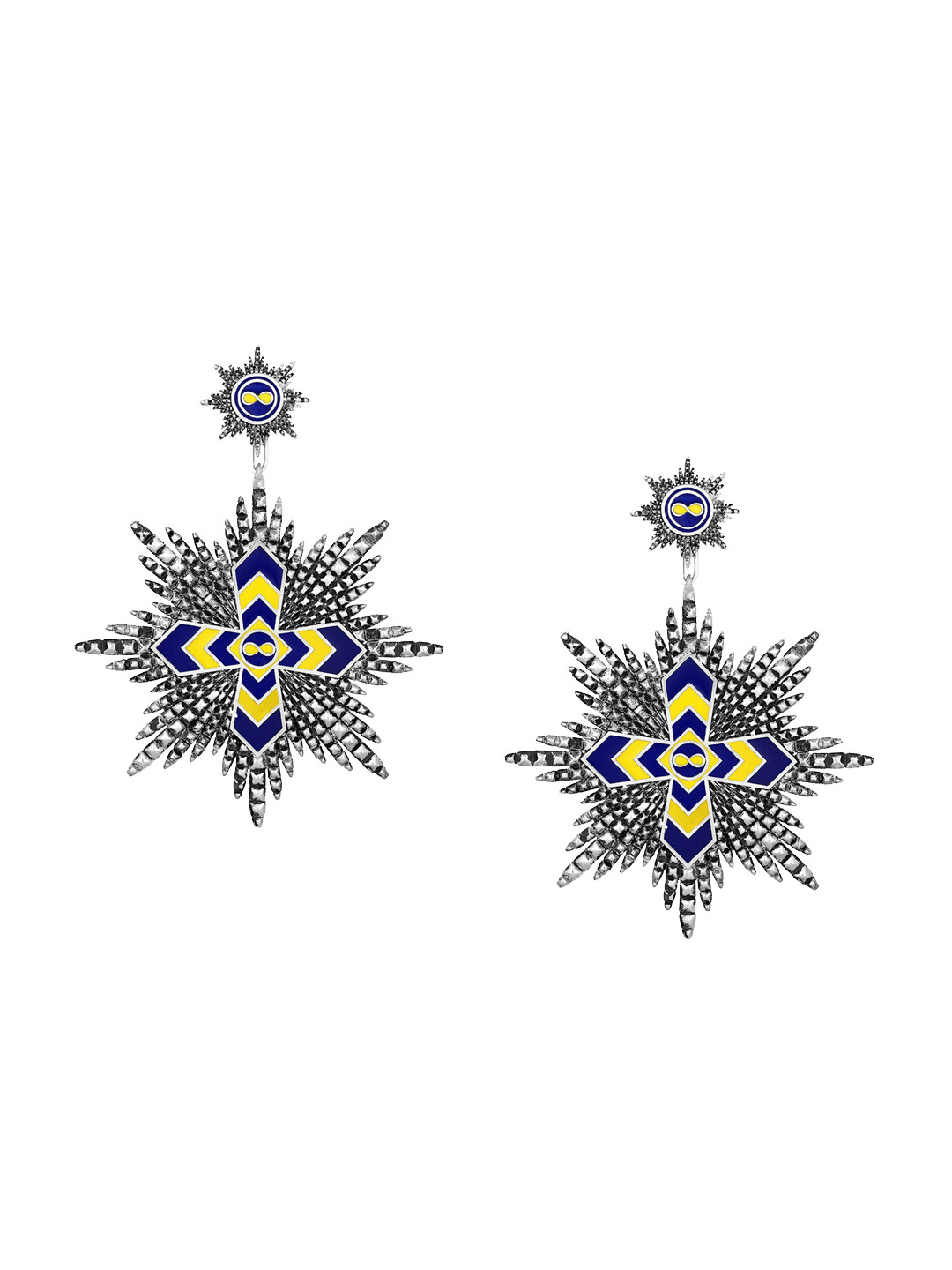 

Mahi Rhodium-Plated Contemporary Drop Earrings, Silver