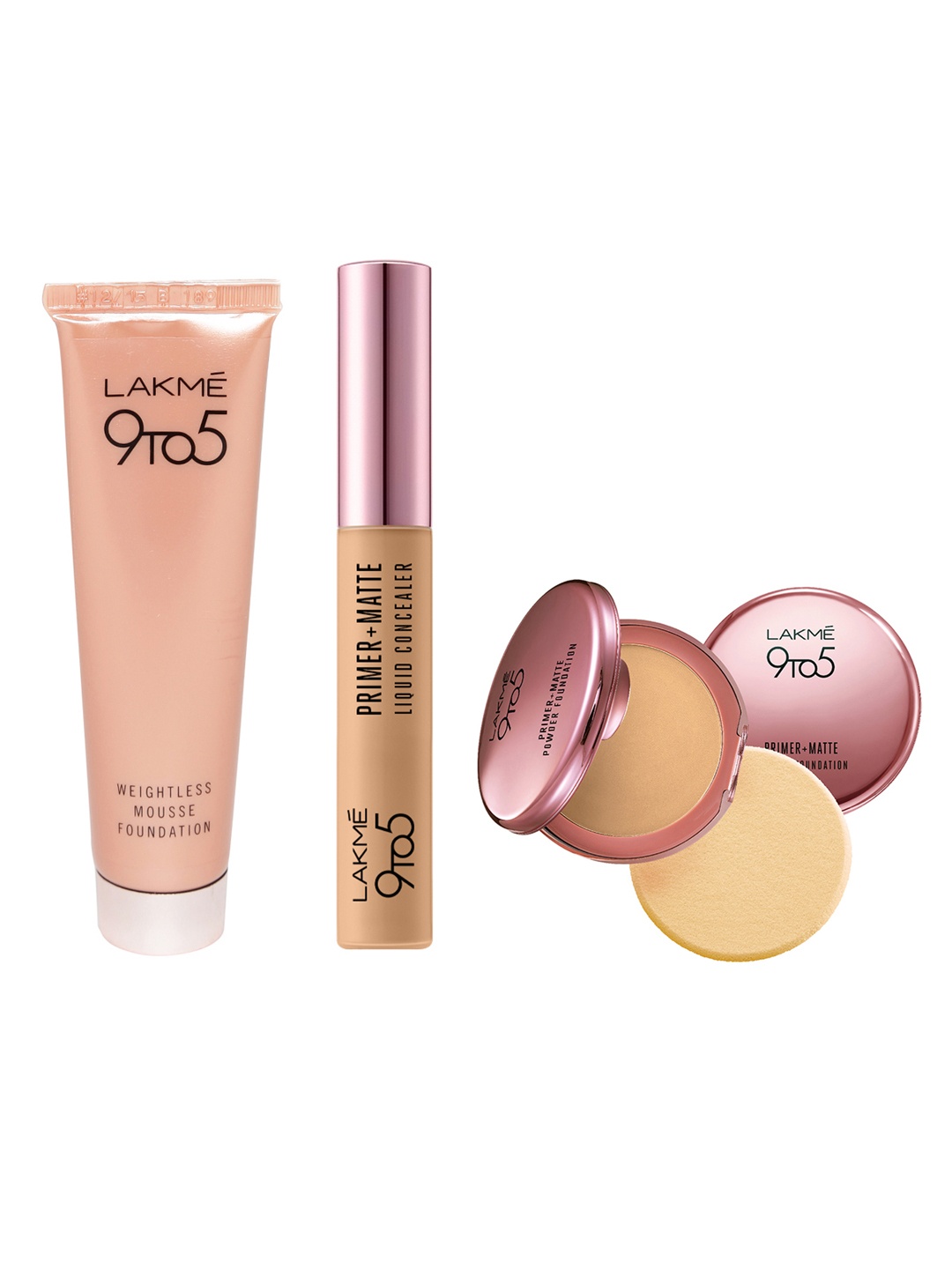 

Lakme 9to5 Makeup Set - Concealer + Mousse Foundation + Compact, Beige