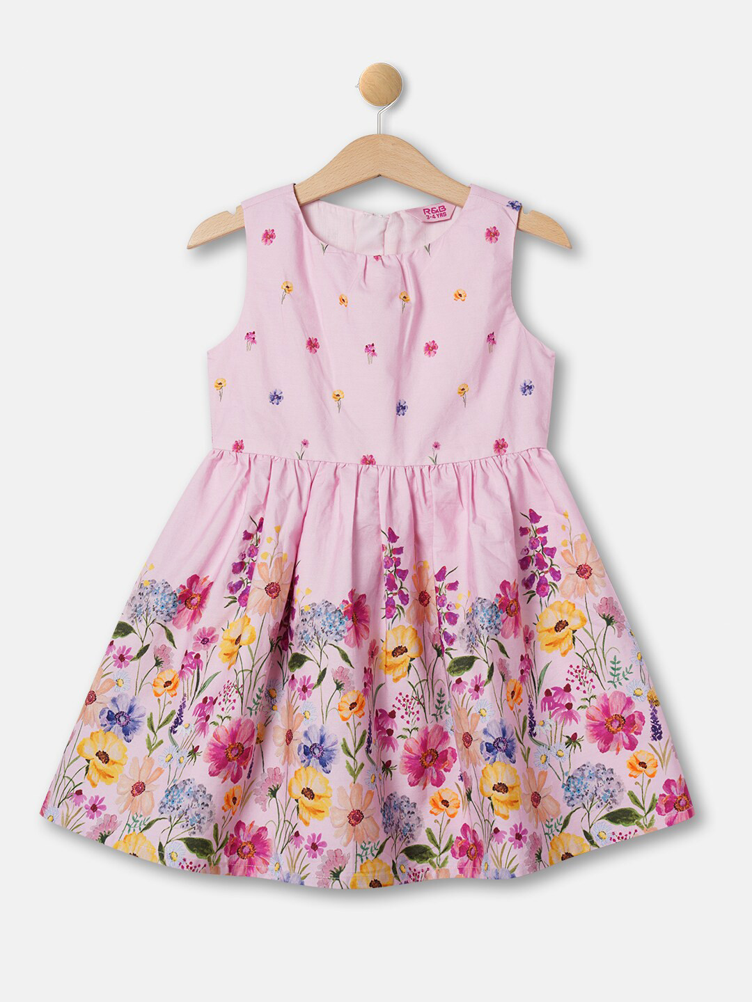 

R&B Girls Floral Print Fit & Flare Dress, Pink