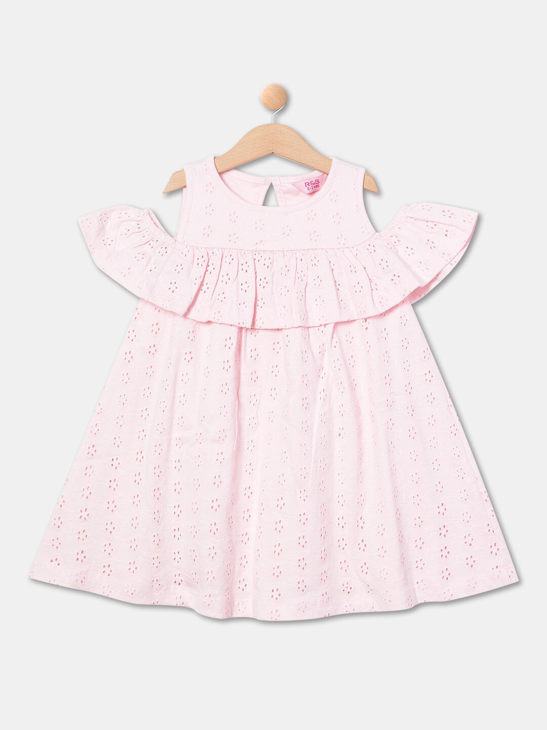

R&B Girls Cold-Shoulder A-Line Midi Dress, Pink