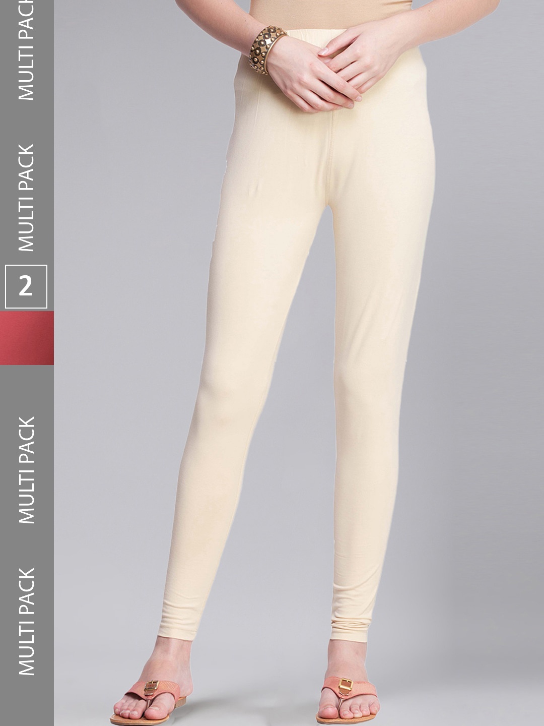 

Dollar Missy Pack Of 2 Slim Fit Ankle-Length Leggings, Beige