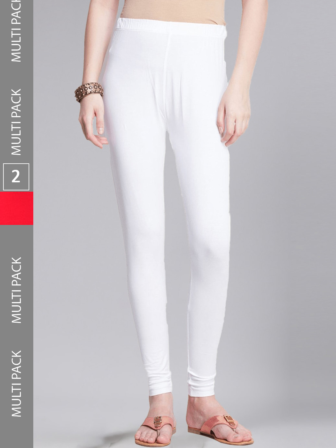 

Dollar Missy Women Pack Of 2 Churidar Length Slim Fit Leggings, Red