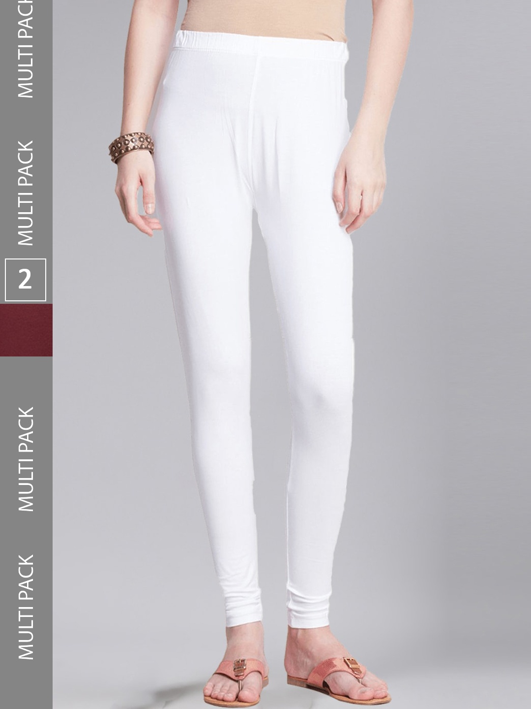 

Dollar Missy Women Pack Of 2 Ankle Length Slim Fit Leggings, White