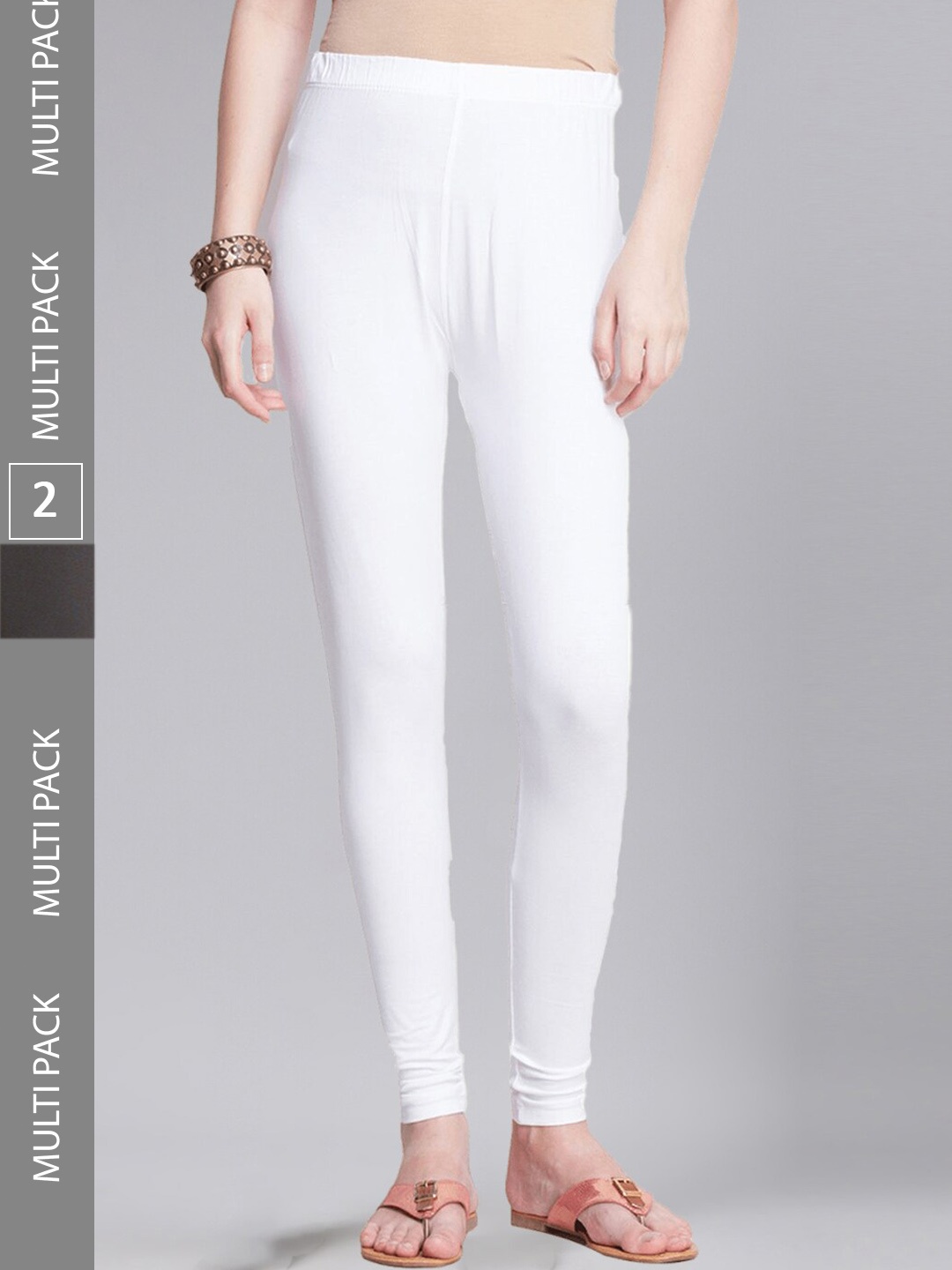 

Dollar Missy Women Pack Of 2 Ankle Length Slim Fit Leggings, White