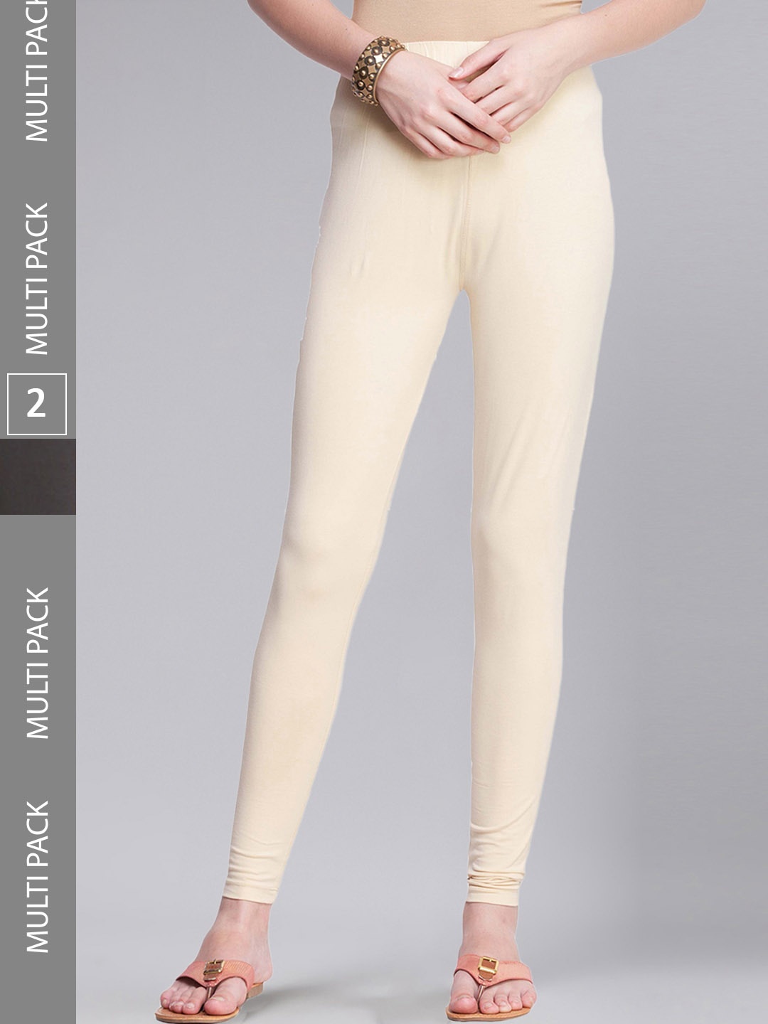 

Dollar Missy Pack Of 2 Slim Fit Ankle-Length Leggings, Beige