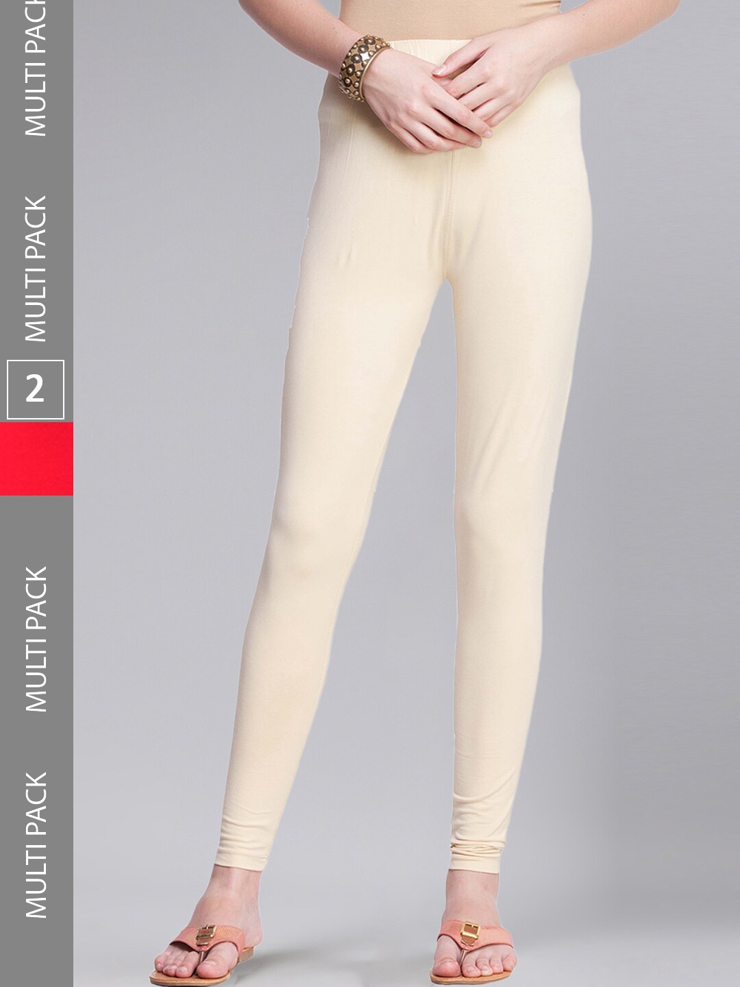 

Dollar Missy Pack Of 2 Slim Fit Ankle-Length Leggings, Red